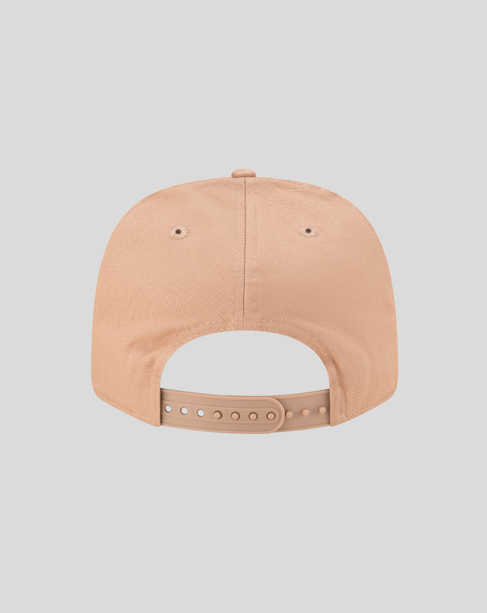 Back view of a light peach Oracle Red Bull Racing Seasonal 9Fifty cap with an adjustable plastic strap.