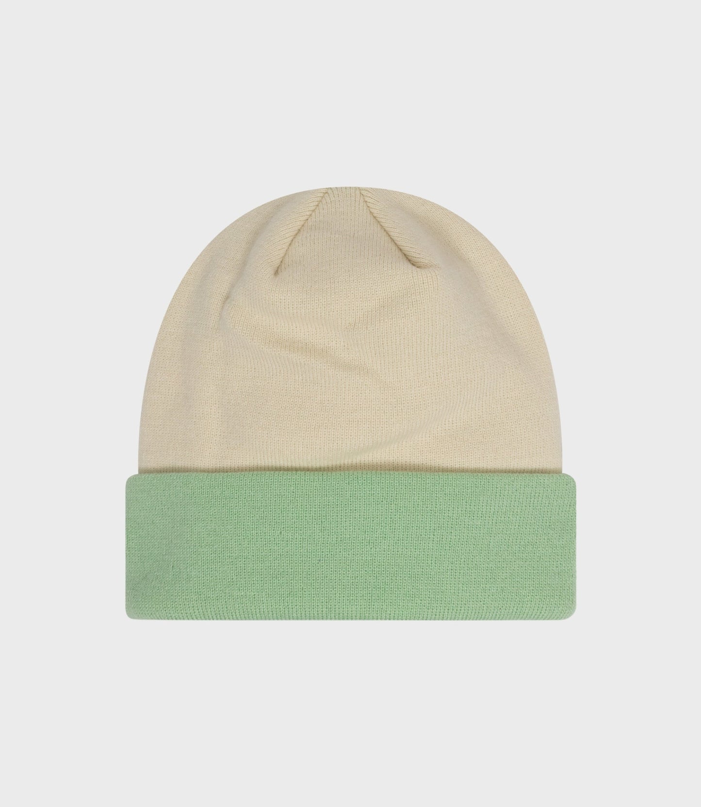 Beige knit beanie with mint green cuff from New Era Oracle Red Bull Racing collection.