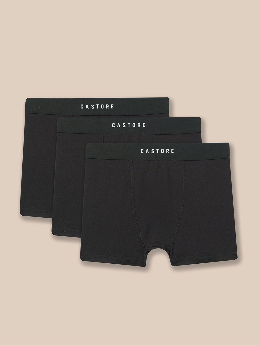 3 pack of black boxers on a white background