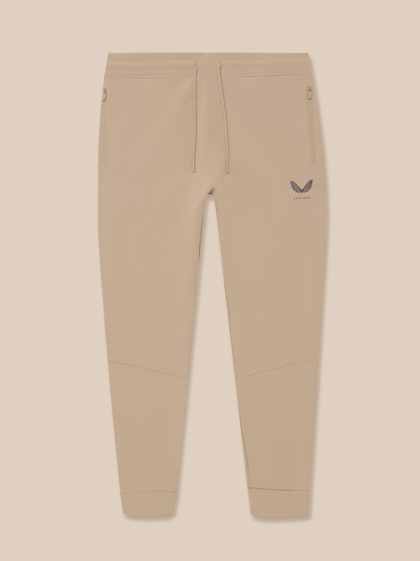 Mushroom Flex Lifestyle Joggers front view with drawcord waistband and Castore logo on the right calf.