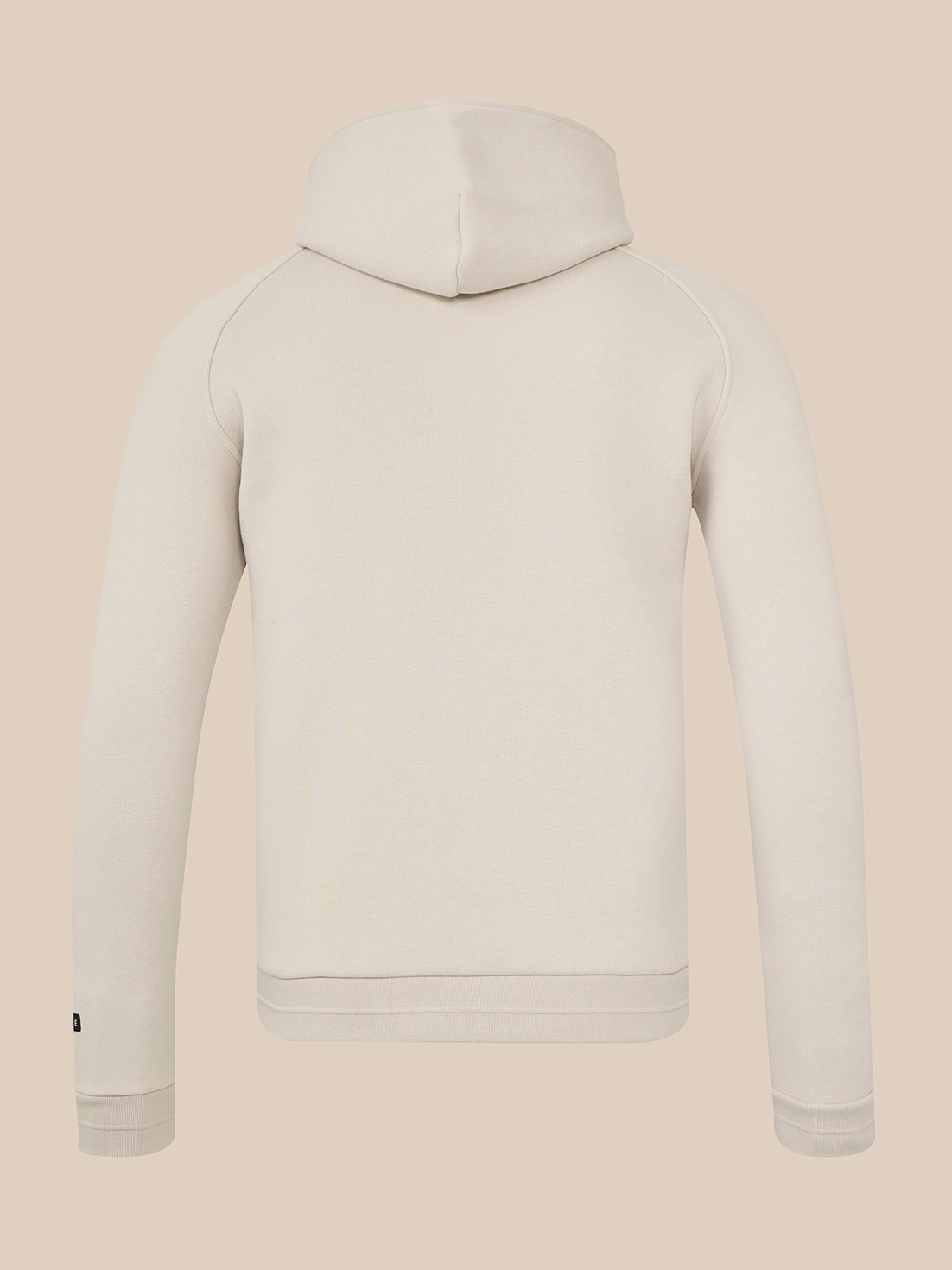 Back view of stone Adapt Fleece Hoodie featuring hood and clean seam lines
