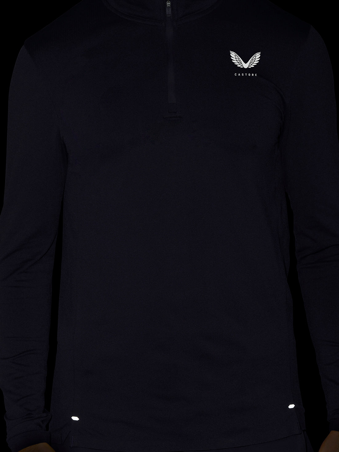 Front view of black Zone Training 1/4 Zip Top with quarter zip and small chest logo.