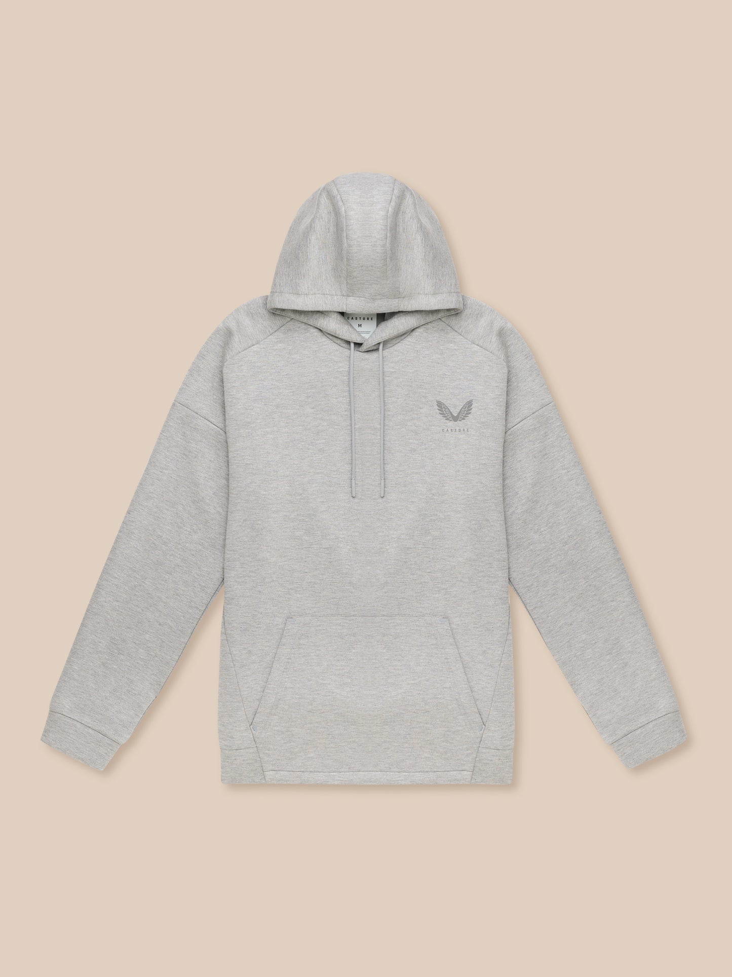 Grey Marl Travel Lifestyle Hoodie with three panel hood and drawcord, Castore branding on left chest.