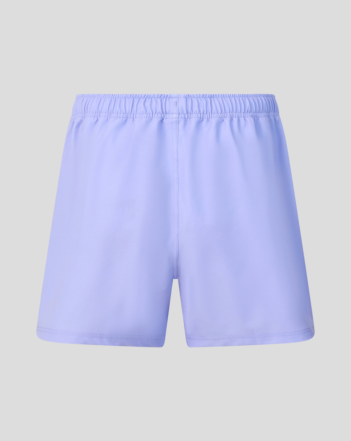 Light periwinkle blue athletic shorts with an elastic waistband, shown against a solid light gray background.