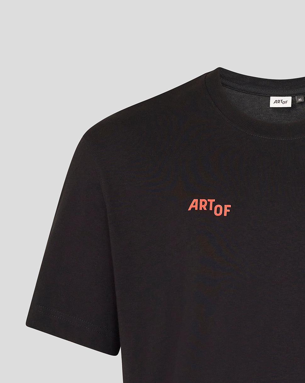 Rangers Art of Football black T shirt with coral ARTOF logo on the chest