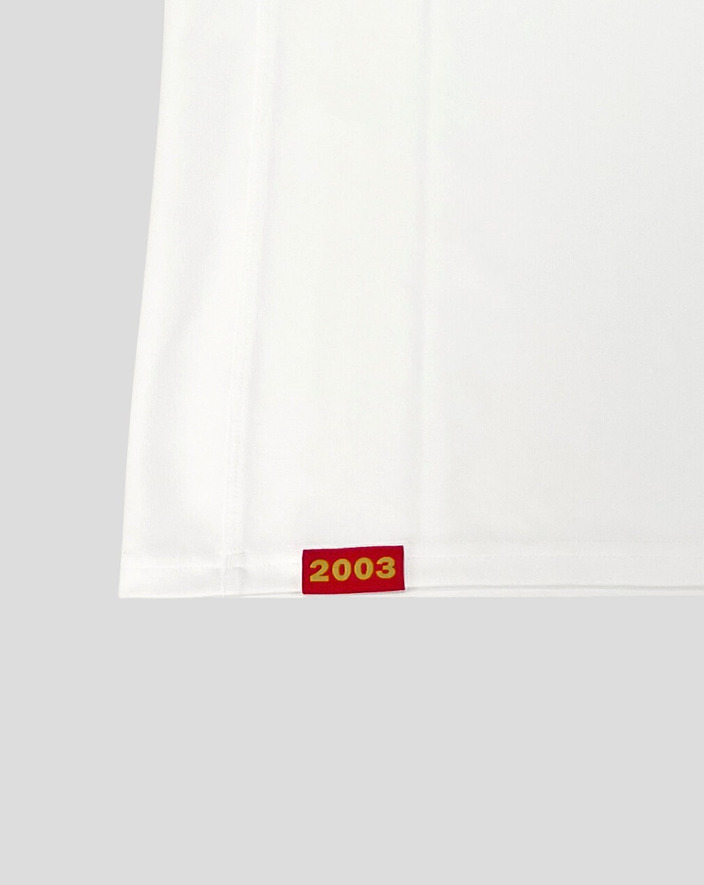 White jersey close up showing a gold emblem and CHAMPIONS lettering
