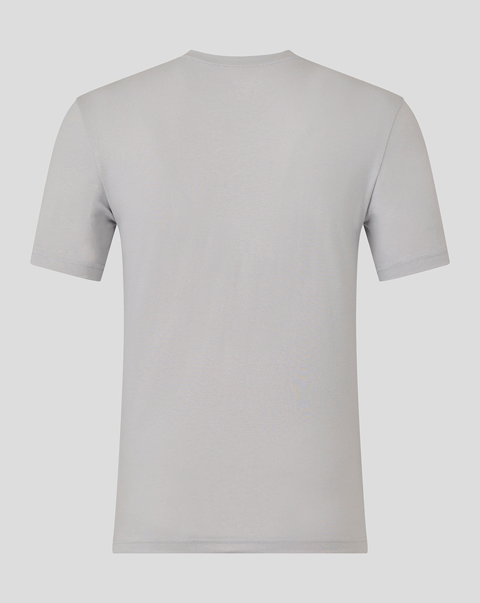 Back view of light gray Rangers presentation tee with short sleeves