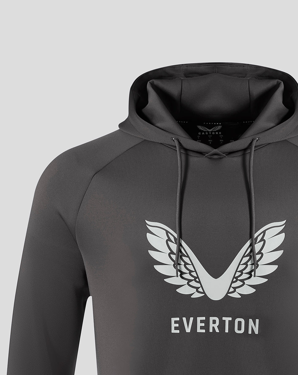 Everton men's presentation scuba hoodie in thunderstorm gray with white wing crest and EVERTON lettering.