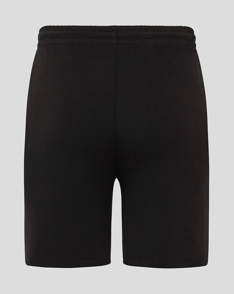 Back view of black Bath Men's 25/26 Travel Knit Shorts with elastic waistband