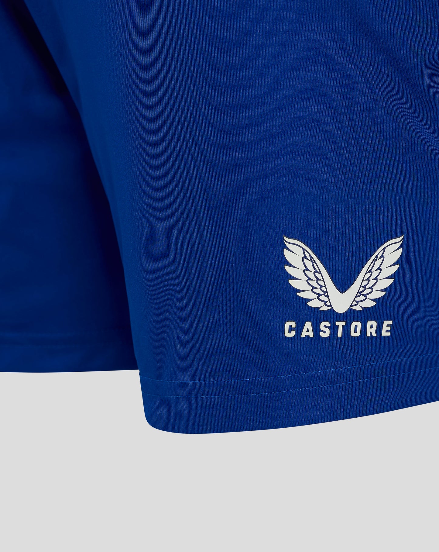 Rear view of Surf The Web shorts in blue with visible central seam and hem detail
