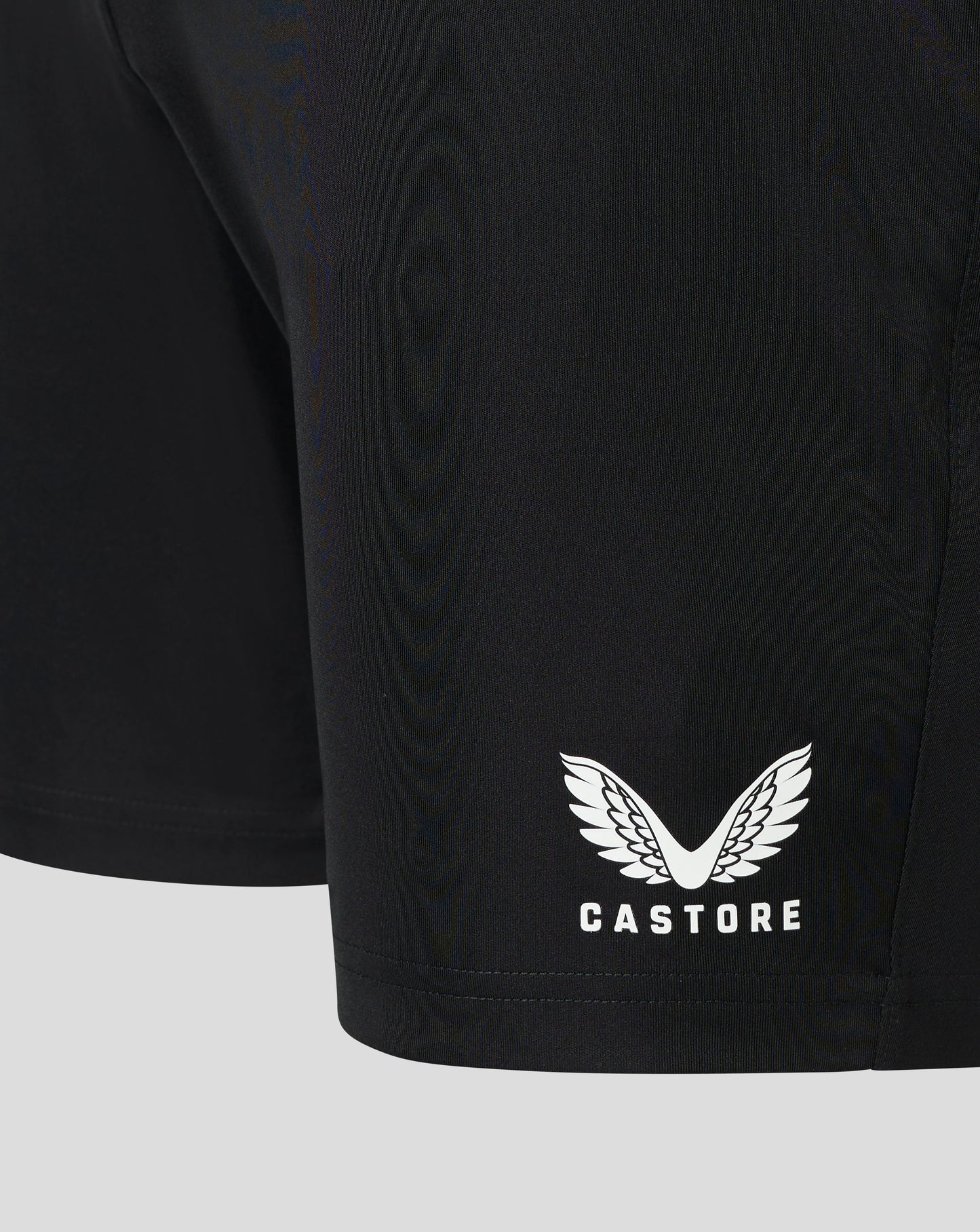 Rear view of black Mens Match Short focusing on waistband stitching and fabric texture