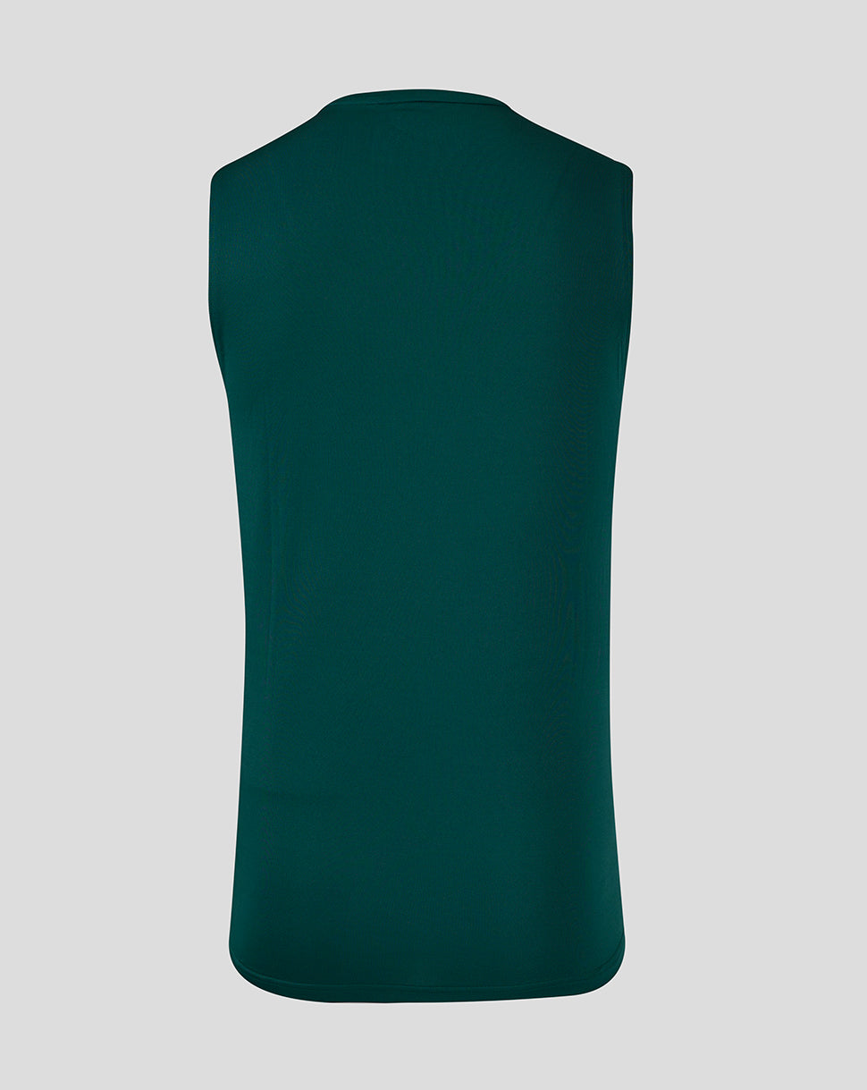 Back view of dark green men's singlet