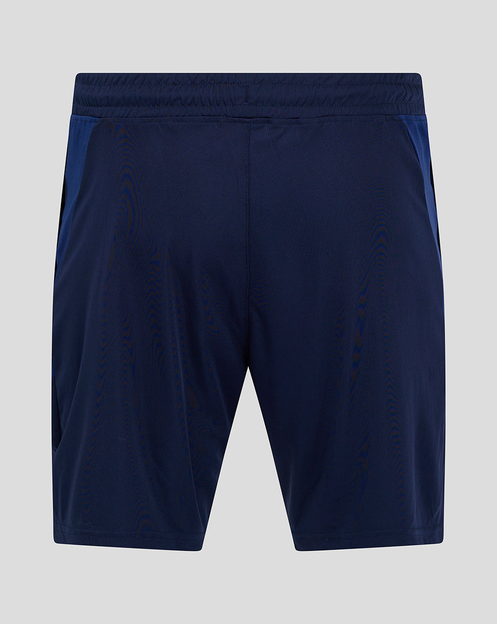 Back view of navy Preston women's training shorts.