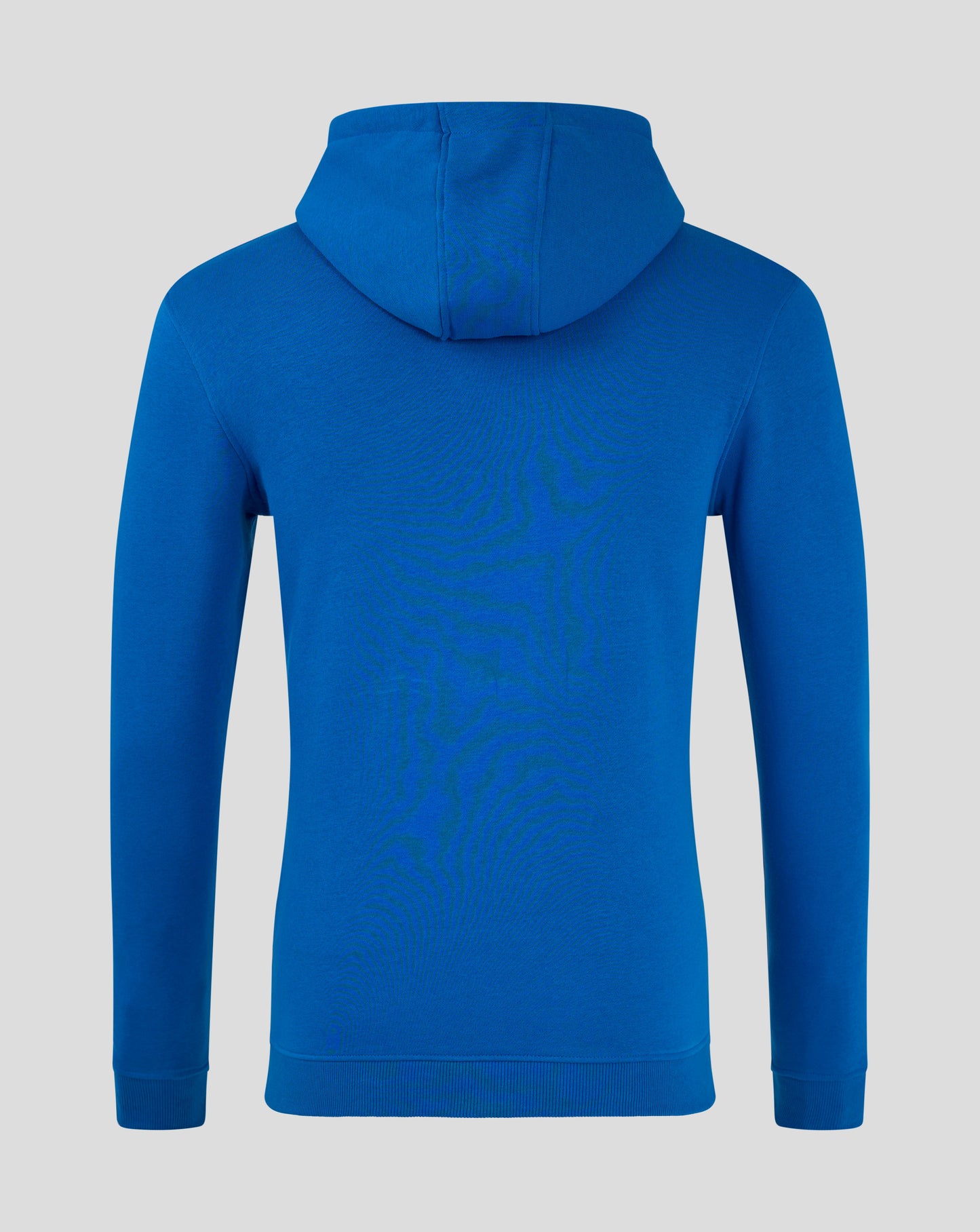 Back view of blue Rangers Core Hoodie with attached hood and long sleeves