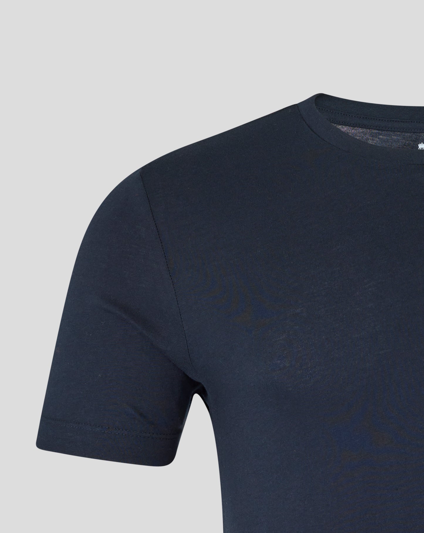 Navy England Cricket Unisex 25/26 Ashes Tour T shirt close up of shoulder seam
