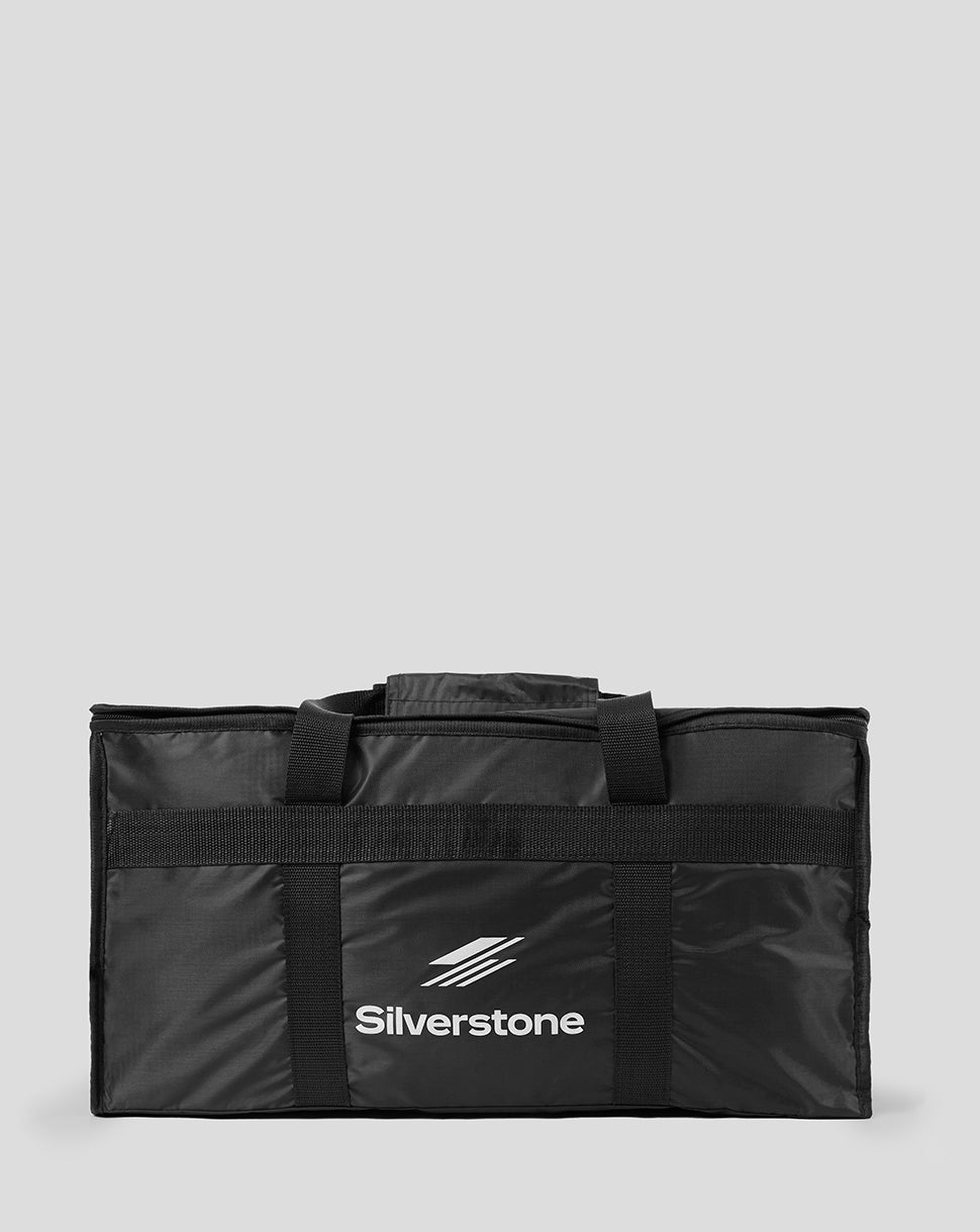 Black insulated Silverstone Cool Bag with two handles and logo panel