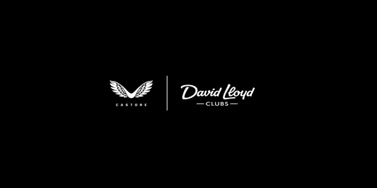 Castore and David Lloyd Clubs logo banner on a black background announcing the partnership.