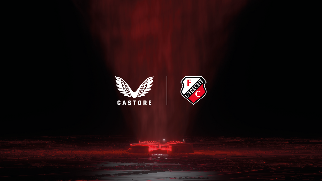 Castore logo and FC Utrecht crest appear on a dark backdrop with red lighting