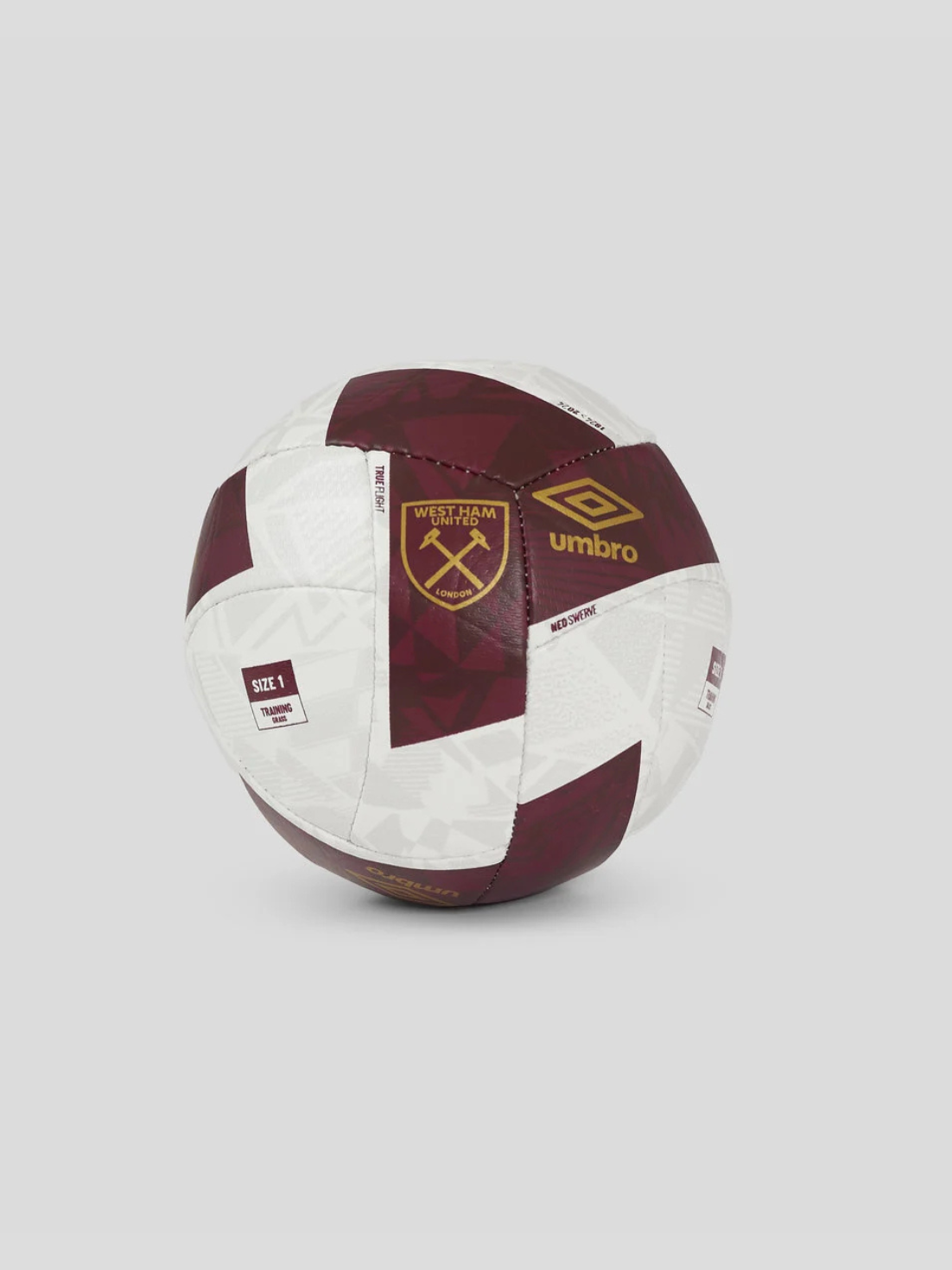 West Ham United Neo Swerve Mini size 1 football in white and maroon panels with club crest