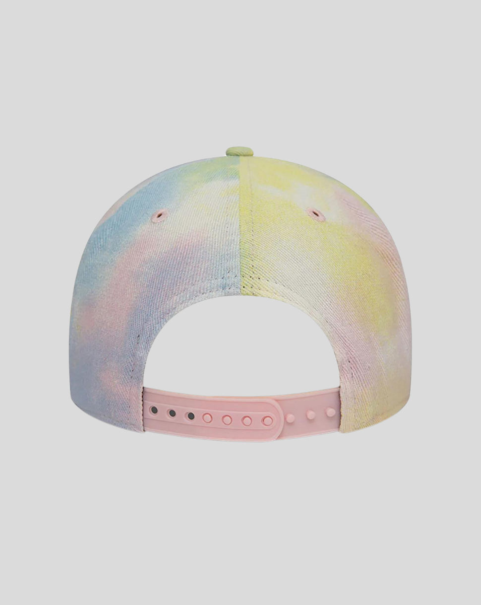 Back view of pastel tie-dye Oracle Red Bull Racing 9Forty cap with pink adjustable strap.