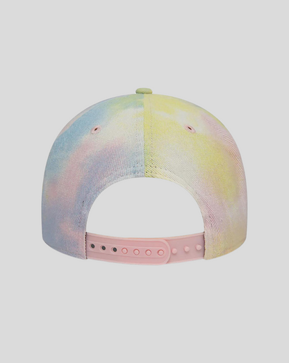 Back view of pastel tie-dye Oracle Red Bull Racing 9Forty cap with pink adjustable strap.