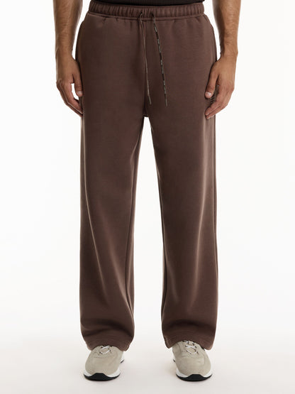 Heren Reiss Wide Leg Fleece Joggingbroek - Cocoa Bark