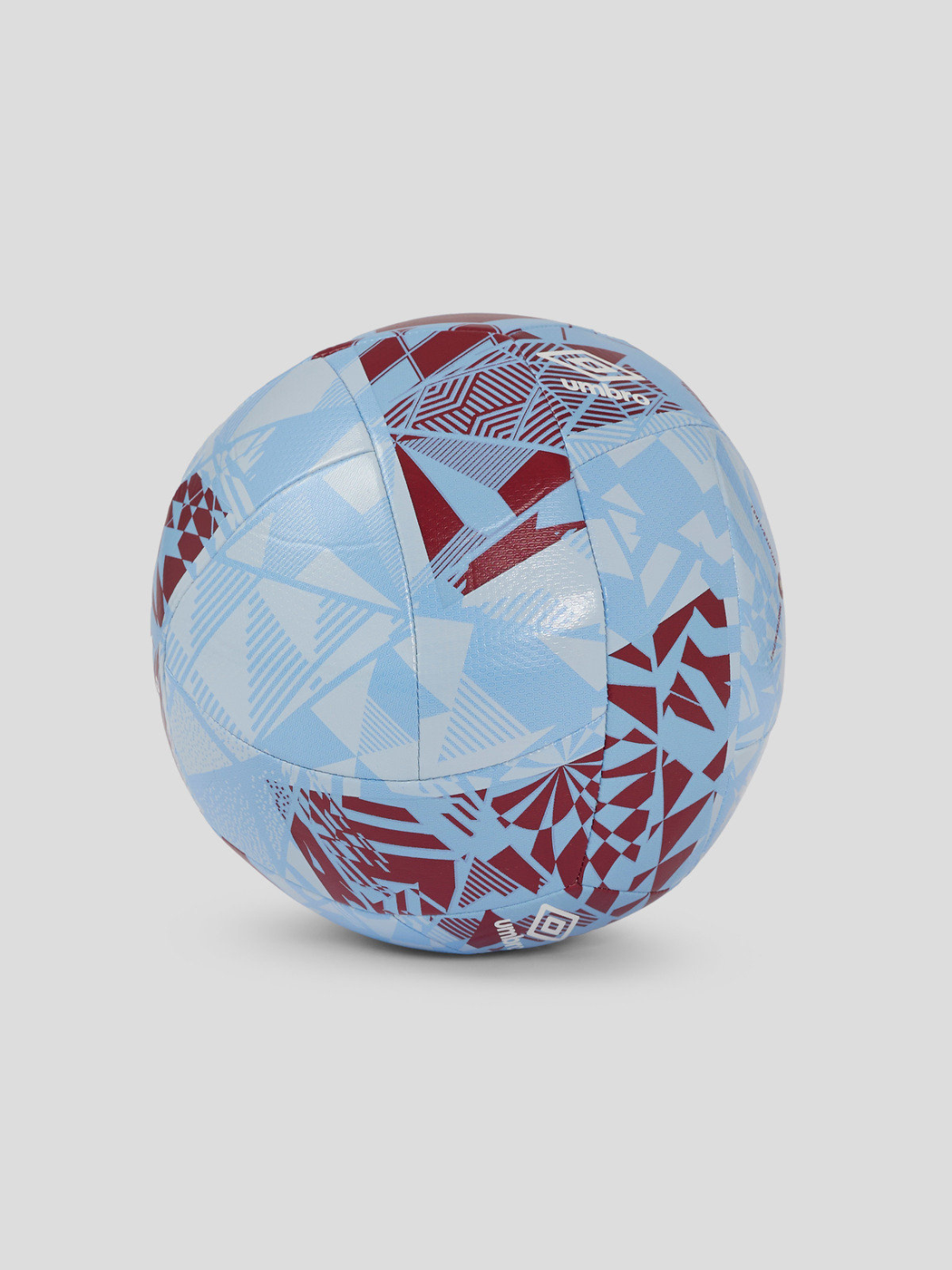 West Ham United Neo Swerve Size 5 football in light blue with geometric maroon patterns
