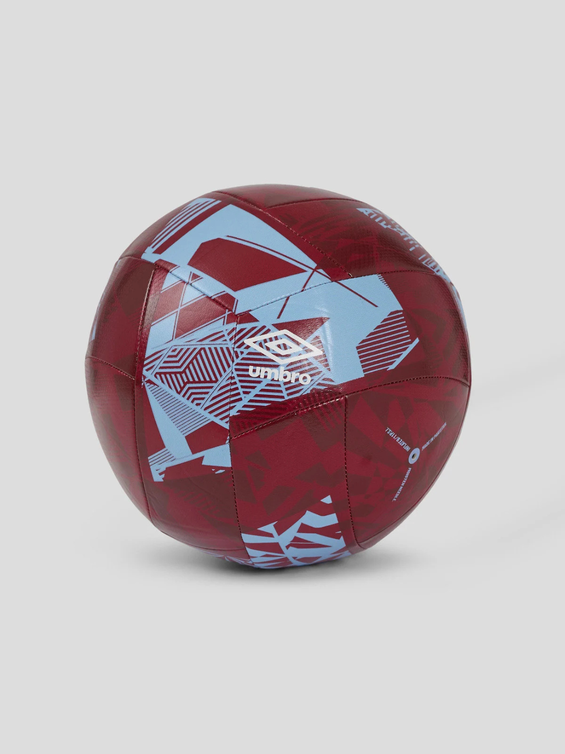 West Ham United Neo Swerve size 5 football in claret with light blue geometric panels