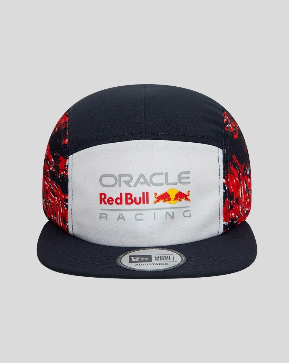 Front view of a navy cap with a white front panel featuring the Oracle Red Bull Racing logo and Red Bull emblem