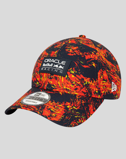Oracle Red Bull Racing Print 9Forty cap with a fiery orange red pattern and front logo patch