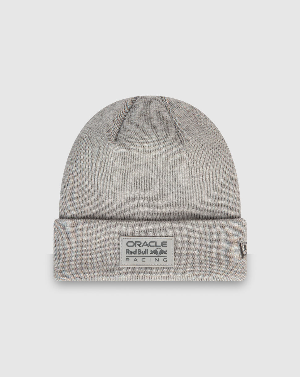 Grey Red Bull Racing cuff knit beanie with Oracle Red Bull Racing logo patch on front