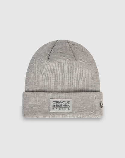 Grey Red Bull Racing cuff knit beanie with Oracle Red Bull Racing logo patch on front