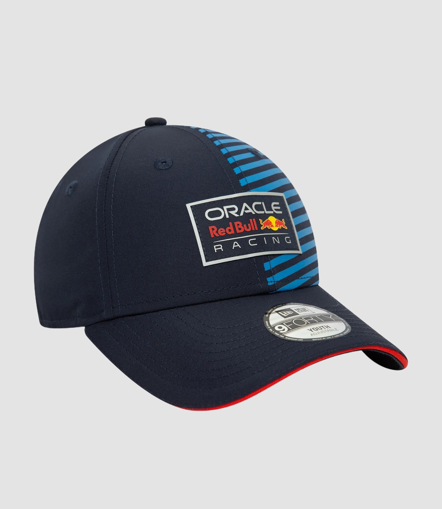 Navy 9Forty cap with blue striped side panel and Oracle Red Bull Racing badge on the crown