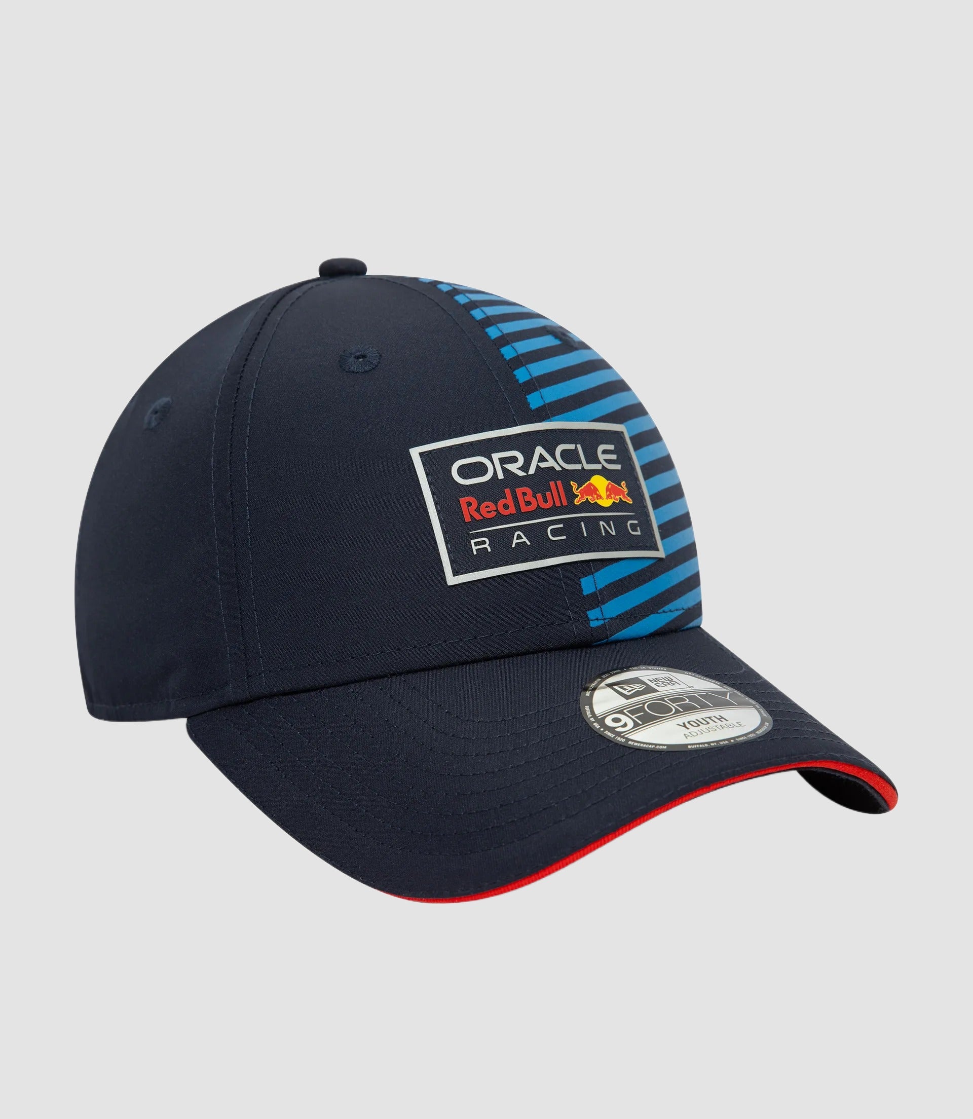 Navy 9Forty cap with blue striped side panel and Oracle Red Bull Racing badge on the crown