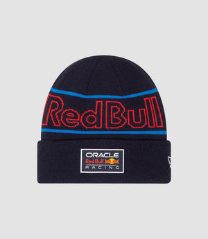 Oracle Red Bull Racing Junior Team cuff beanie for kids in navy knit with team branding