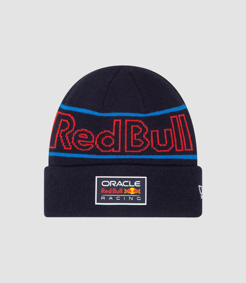 Oracle Red Bull Racing Junior Team cuff beanie for kids in navy knit with team branding