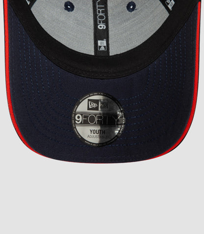 Back view of a navy 9Forty cap with an adjustable strap and New Era logo on the brim