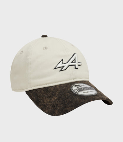 New Era Alpine Acid Wash 9Twenty cap in off white with brown brim