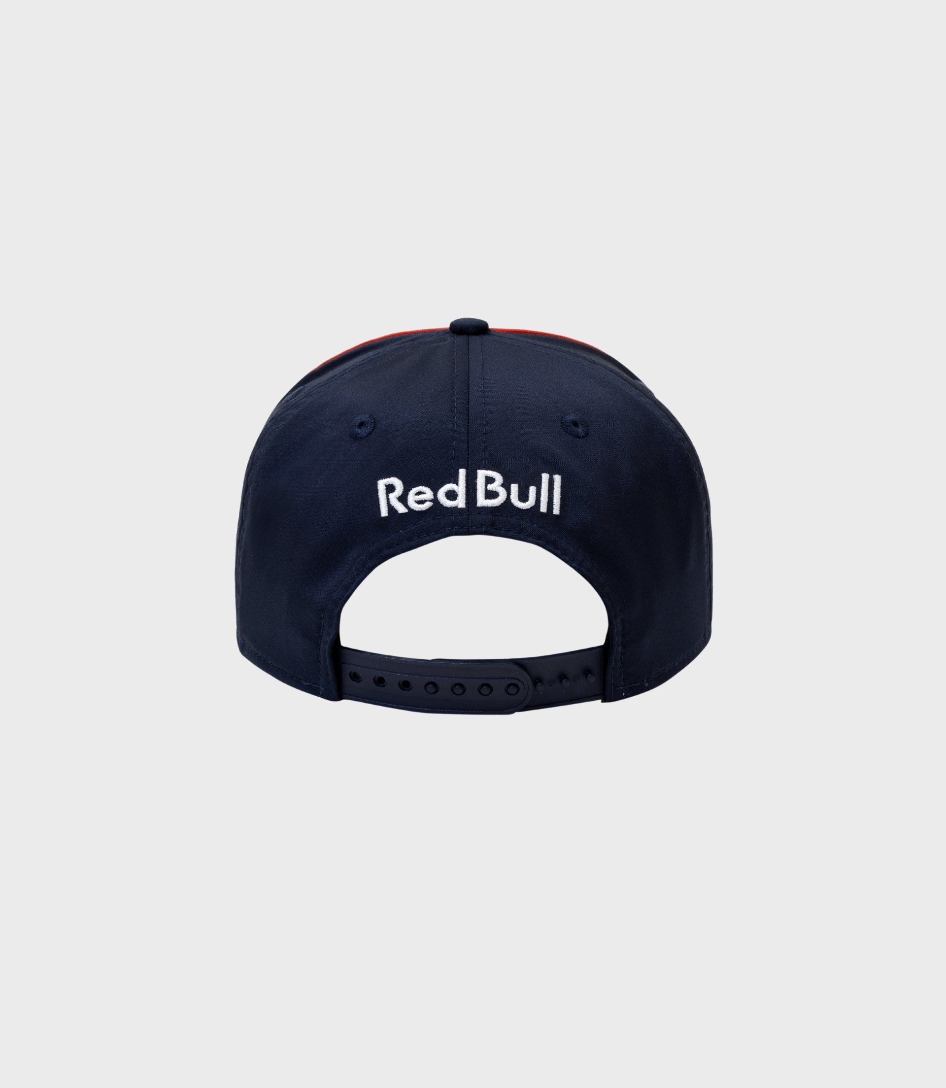 Rear view of the dark blue 9Seventy cap showing the adjustable strap and Red Bull logo embroidered on the back.