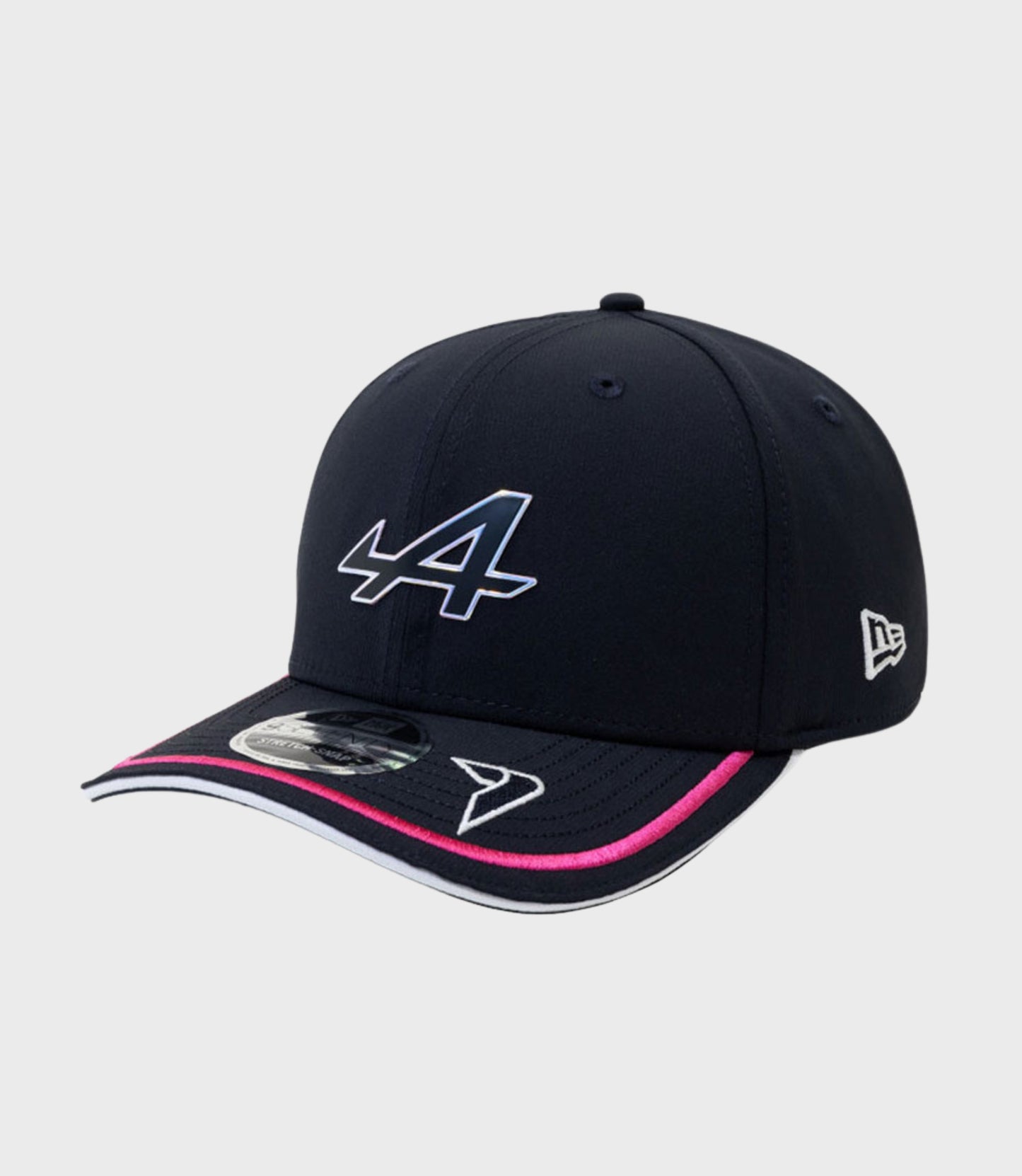 Navy New Era Rep Driver 9Seventy stretch snapback with large outlined 47 logo on front and pink trim on the brim