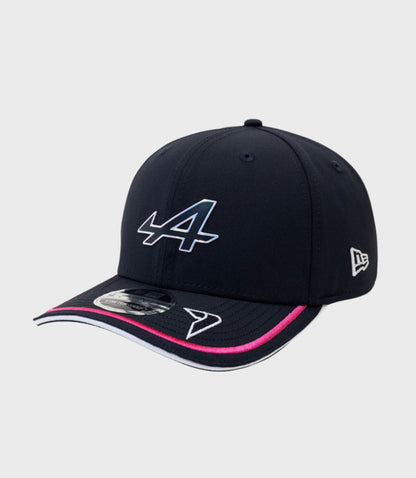 Navy New Era Rep Driver 9Seventy stretch snapback with large outlined 47 logo on front and pink trim on the brim