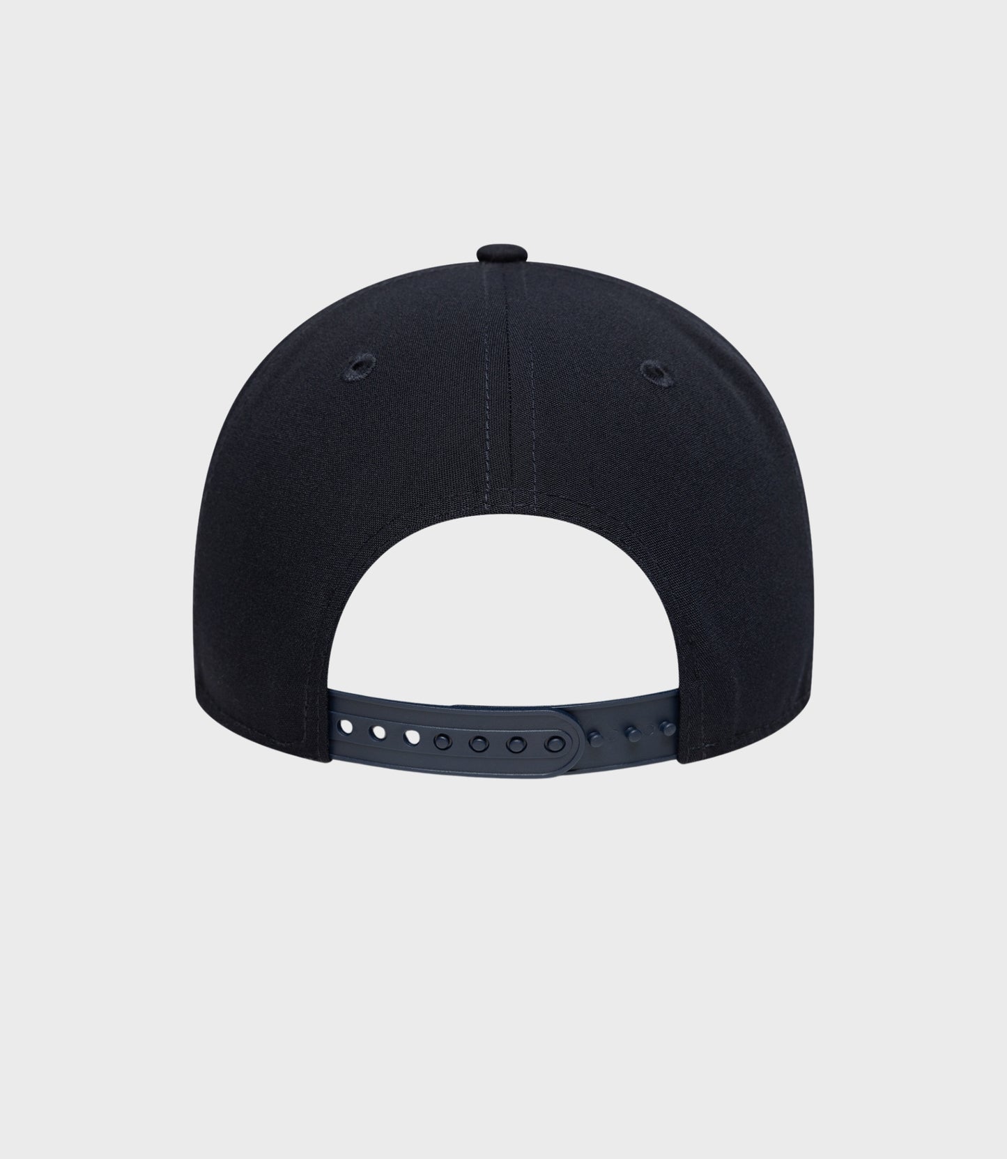 Back view of navy New Era Repreve 9Forty cap with adjustable strap