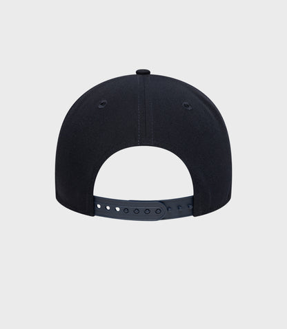 Back view of navy New Era Repreve 9Forty cap with adjustable strap
