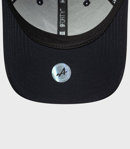 Interior view of navy Repreve 9Forty cap with gray lining and inner label