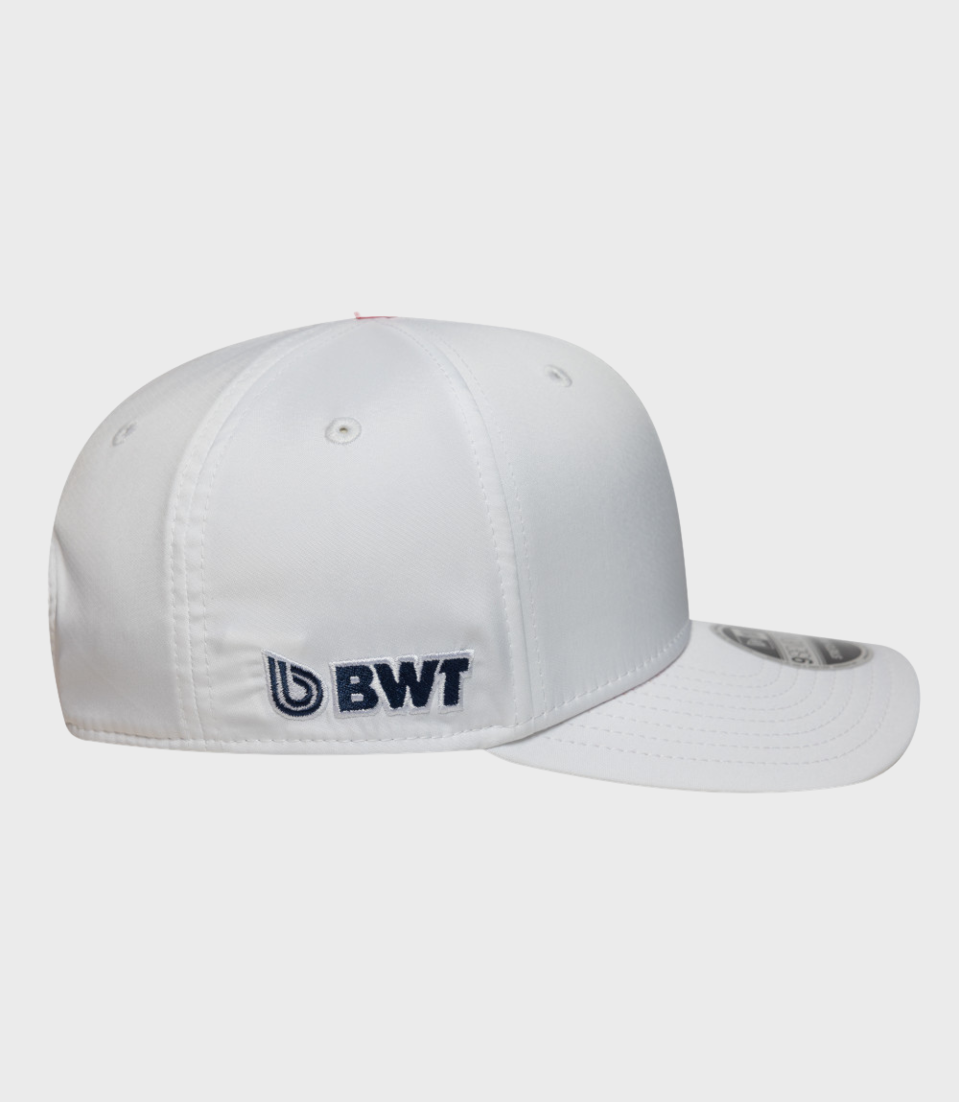 White New Era Alpine Japan 9Seventy Stretch Snap Cap with blue BWT embroidery on the side panel
