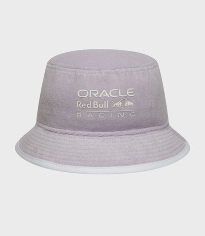 Pastel purple taper bucket hat with velvet crown and Oracle Red Bull Racing branding.