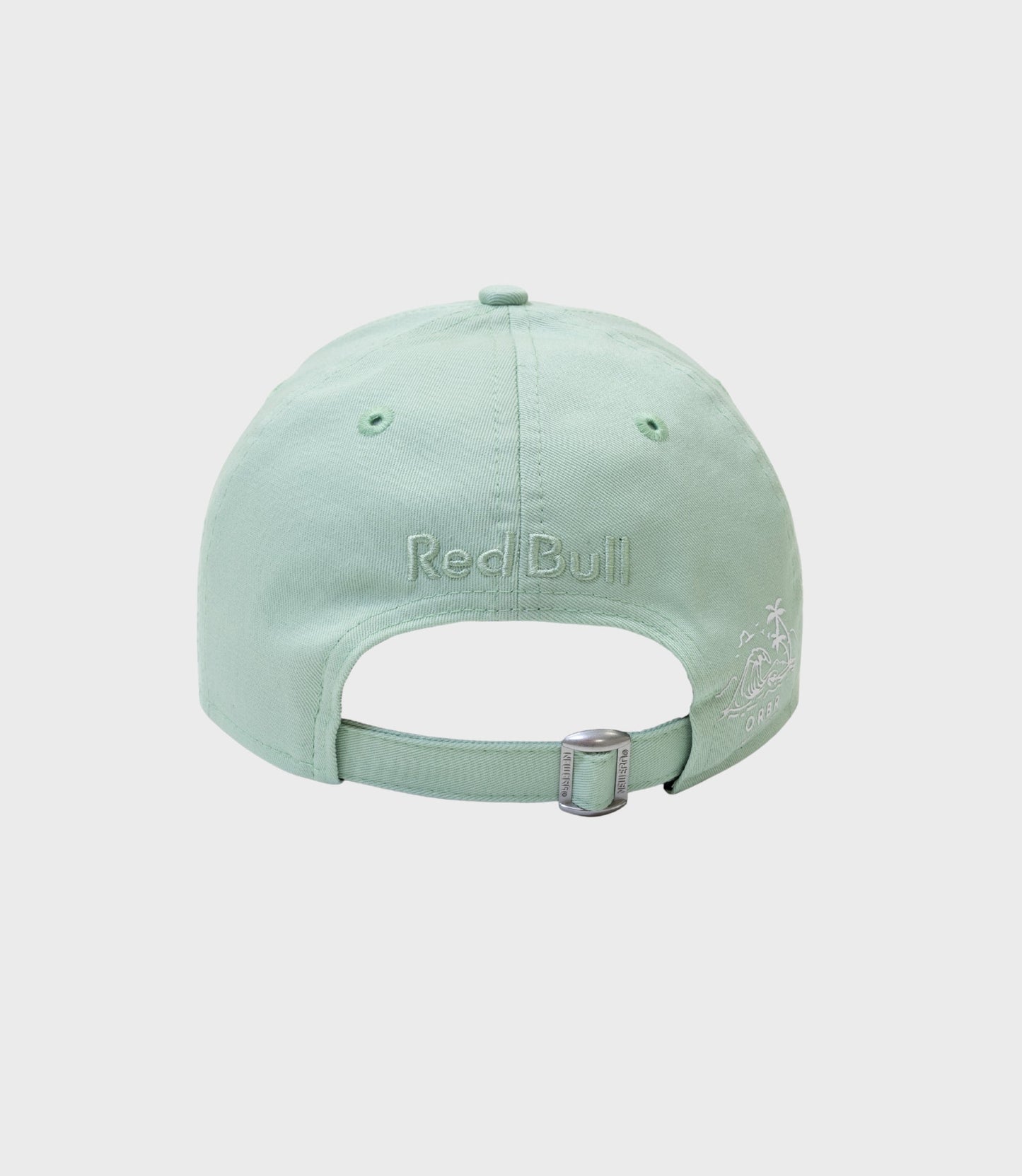 Front view of pastel green 9Forty cap showing curved brim and circular 9FORTY ADJUSTABLE sticker on the brim