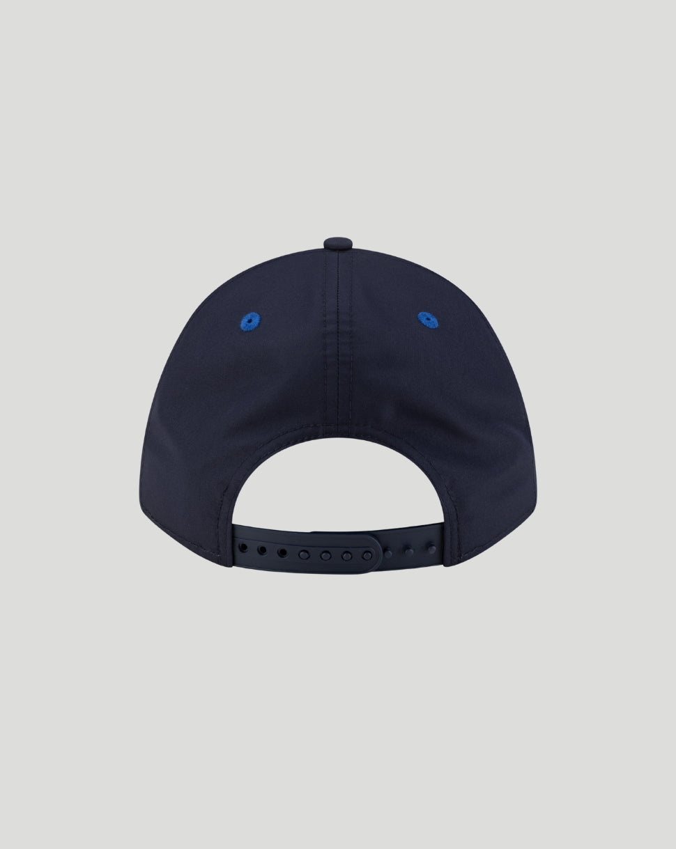 Back view of navy Williams Racing cap with snapback closure and blue piping