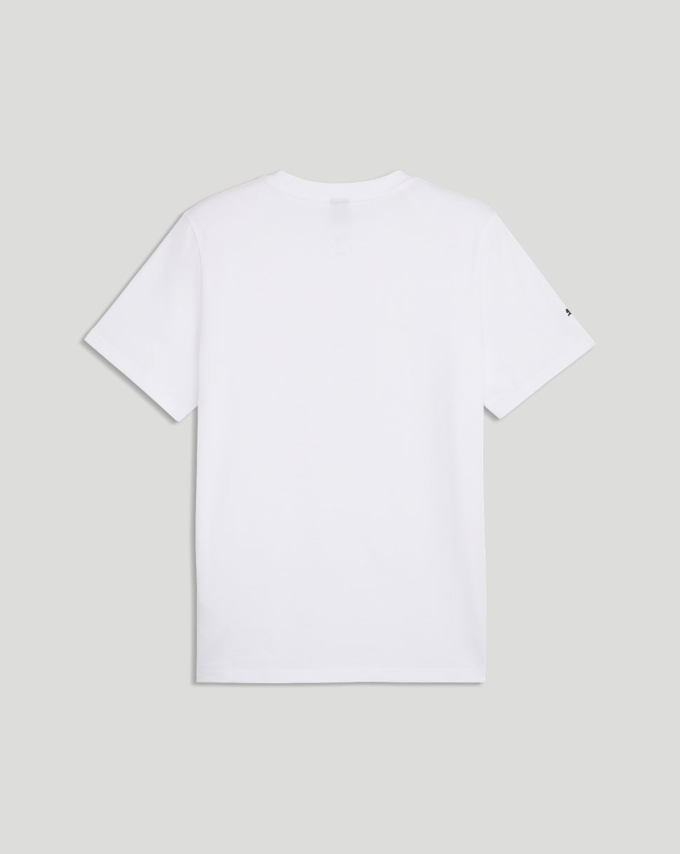 Back view of white Scuderia Ferrari Big Shield T-Shirt showing a plain back with no logos.