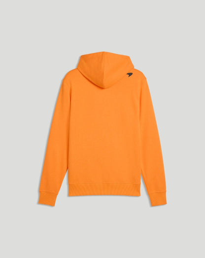 Papaya orange McLaren Essentials Hoodie back view with Speedmark on the upper back.